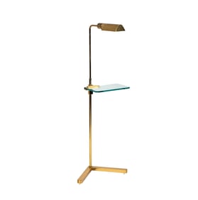 A Brass and Glass Adjustable Floor Lamp