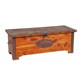 An Arts and Crafts Bench-Made Wood and Copper Blanket Chest