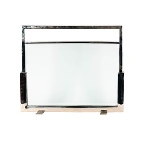 A Modernist Chrome and Glass Fire Screen