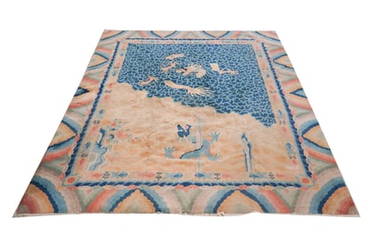 A Chinese Art Deco-Style Deco Dragon Rug 8'1" x 9'9"
