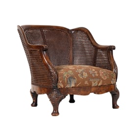 A Double-Caned Carved Wood Bergere
