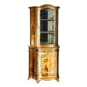 An Italian Rococo-Style Painted Vitrine Cabinet