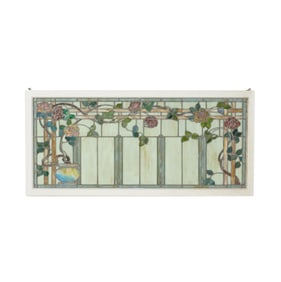 A Leaded Stained Glass Panel