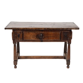 A Spanish Colonial-Style Three-Drawer Library Table