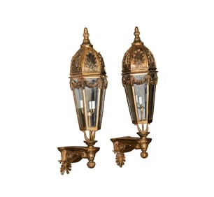 A Pair of Neoclassical-style Brass Lanterns