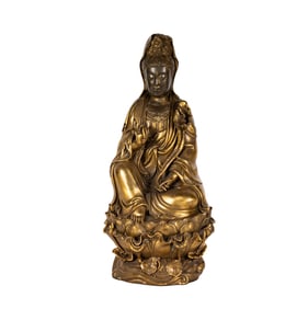 A Chinese Brass Quan Yin Figure
