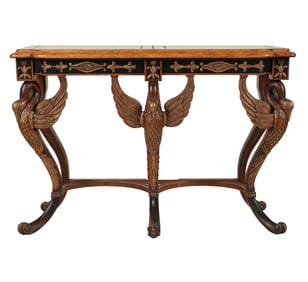 An Italian Empire-Style Carved Swan Console Table