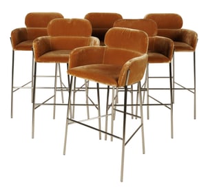 A Set of Six Modernist Barstools