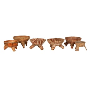 A Group of Six Costa Rican and Panamanian Pottery Tripod Bowls