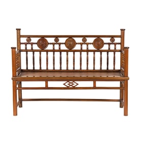 Vintage Carved Wood Bench