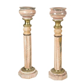 A Pair of Stone Planters on Pedestals