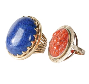 Two Yellow Gold Gem-set Rings