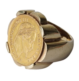 14 Karat Yellow Gold, Franc Coin Ring