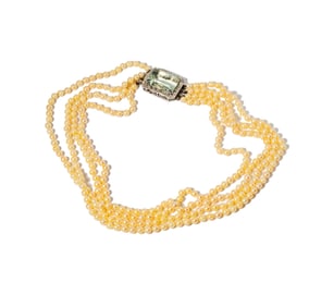 Platinum, Goshenite, Diamond and Pearl Necklace