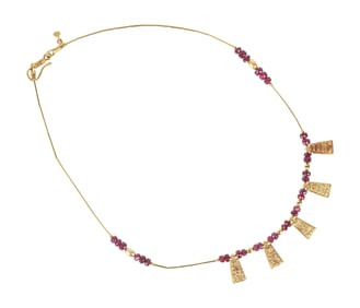14 Karat Yellow Gold Ruby Necklace