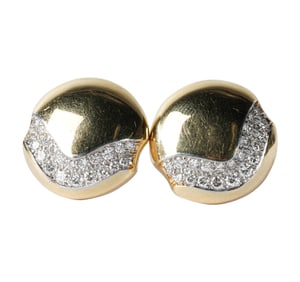 18 Karat Yellow Gold and Diamond Earrings