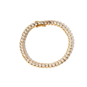18 Karat Yellow Gold and Cubic Zirconia Tennis Bracelet