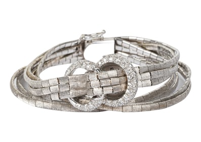 Moviga 14 Karat White Gold and Diamond Watch