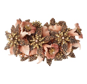 Stanley Hagler Gold-Tone Floral Rhinestone Brooch
