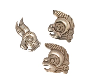 Hector Aguilar Sterling Silver Monkey and Rabbit Brooches