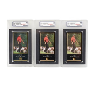 Three Tiger Woods Rookie Golf Cards