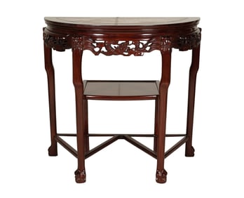 A Chinese Marble Inset Console Table