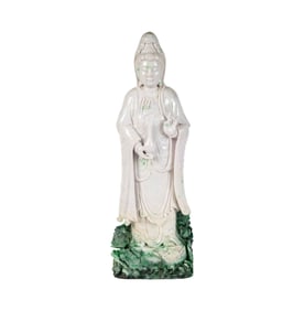 A Chinese Carved Jade Guan Yin