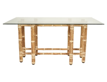 A McGuire Rattan Dining Table