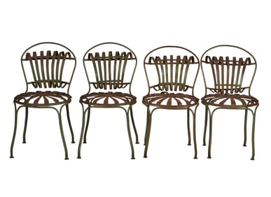 Four Francois Carre Sunburst Garden Chairs