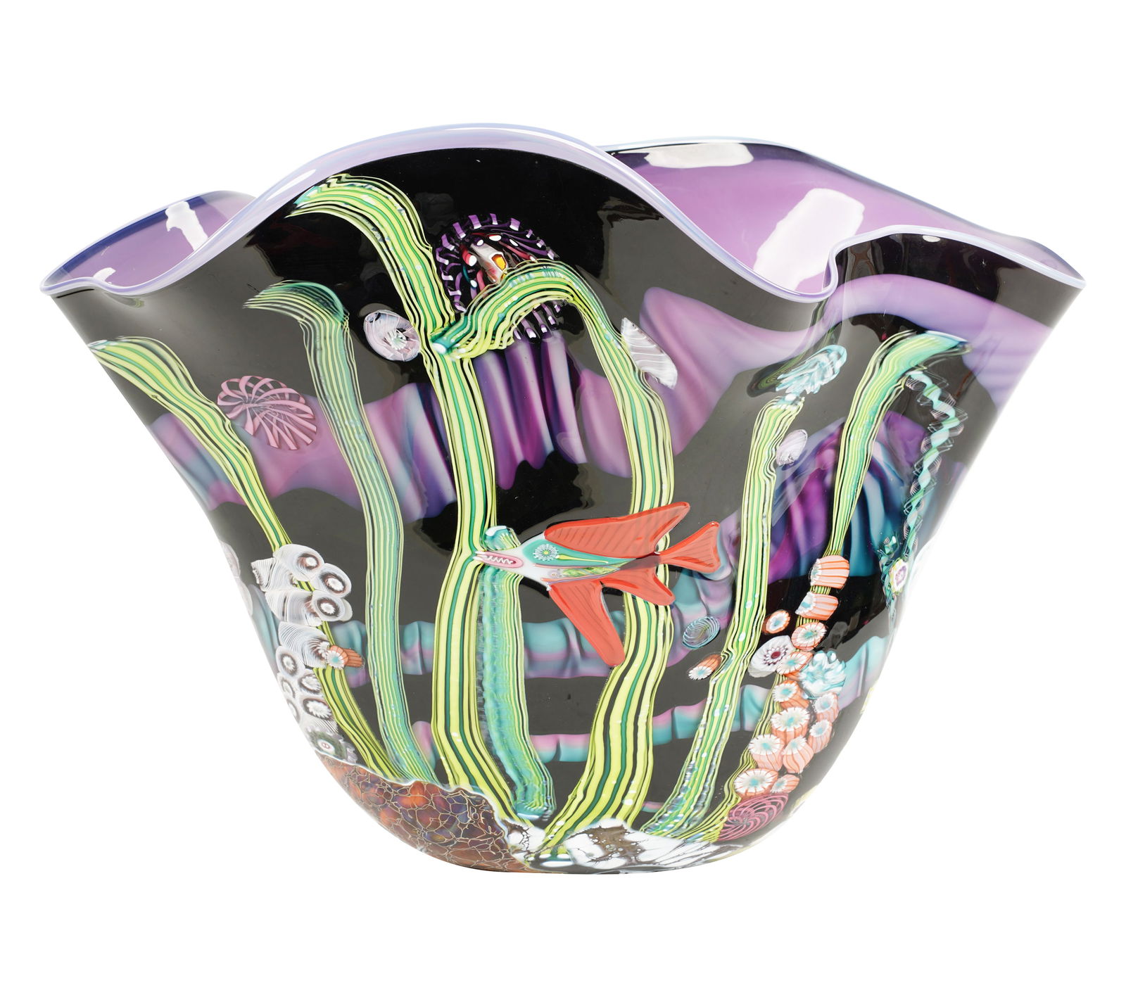 Mark Eckstrand (B. 1954): Aquatic Vase: 1993, signed and dated 14 x 19 3/4 x 10 1/2 in. (35.6 x 50.2 x 26.7 cm.)