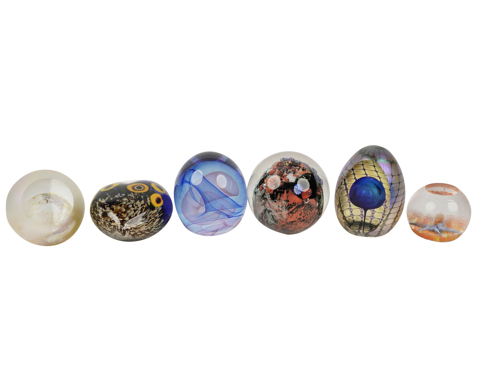 A Group of Six Art Glass Paperweights (1 of 15)