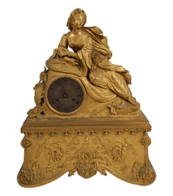 A Louis Philippe Gilt Bronze Mantel Clock