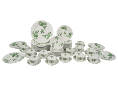 A Group of Spode Green Basket Porcelain Dinnerware