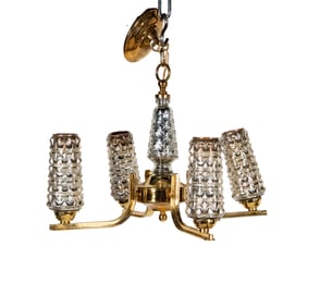 A Brass and Mercury Glass Ceiling Light Fixture