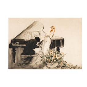 Louis Icart, French/American 1888-1950, Prelude (La Chanteuse et le Pianiste)