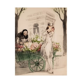 Louis Icart, French/American 1888-1950, Flower Seller