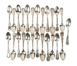 Assembled Set of 25 Sterling Teaspoons