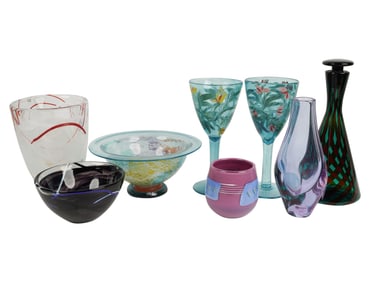 A Group of Kosta Boda Art Glass Table Articles