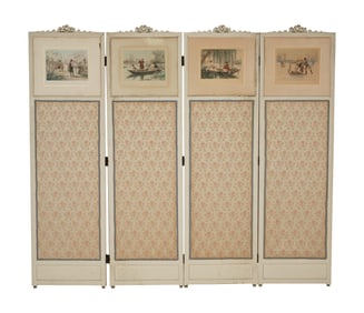 Victorian White Painted Dressing Screen