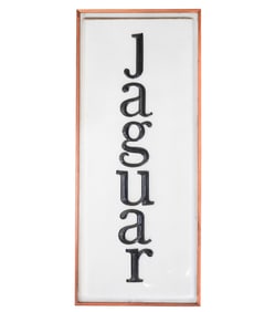 A Jaguar Illuminated Advertising Dealership Sign in an Oak Frame