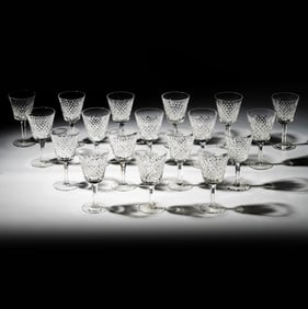 A Set of Eighteen Waterford Alana Crystal White Wine Glasses