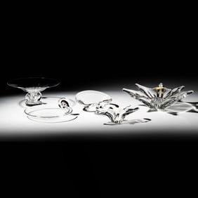 A Group of Baccarat and Steuben Table Articles