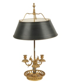 A Gilt Metal Bouillotte Lamp
