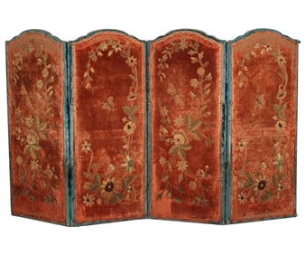 An Antique Velvet Fire Screen