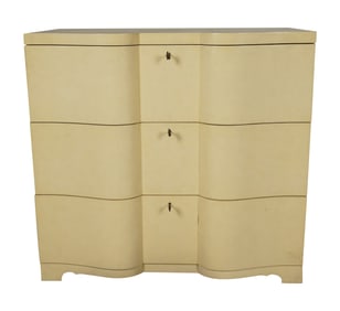 A Goatskin Parchment Serpentine Chest of Drawers