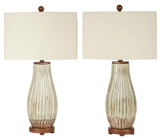 A Pair of Glazed Ceramic Table Lamps