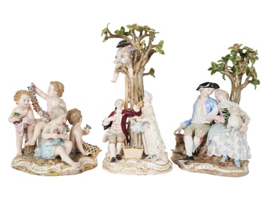 Three Meissen Porcelain Figural Groups
