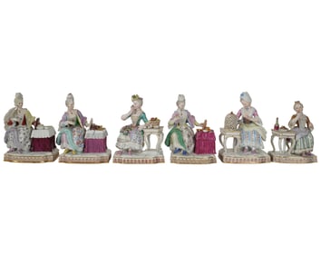 Six Assorted Meissen Porcelain Seated Ladies