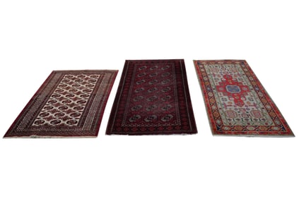 Three Persian Throw Rugs