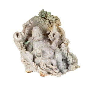 A Large Chinese Carved Jade Figure of a Deity